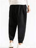 Male Linen Thin Sports Ankle-tied Pants