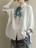 Fashion Printed Buttons-Up 3/4 Sleeve Shirts