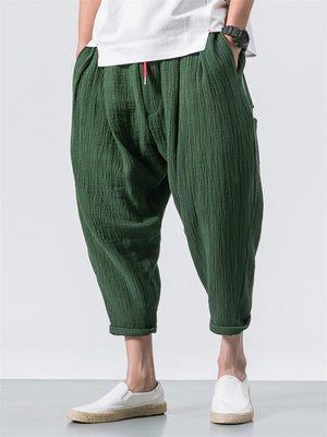 Men's Loose Comfort Linen Cropped Pants