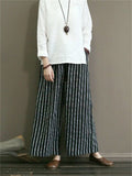 Loose Stripe Cotton Linen Pants