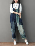 Color Block Antique Finish Denim Jumpsuit