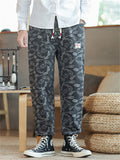 Loose Elastic-waist Printed Jeans