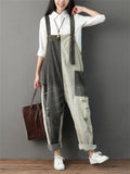 Color Block Antique Finish Denim Jumpsuit