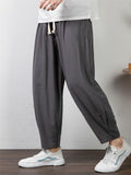 Summer Plus Size Loose Wide-Leg Cropped Linen Trousers