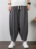 Summer Plus Size Loose Wide-Leg Cropped Linen Trousers