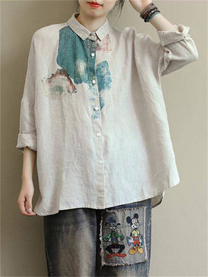 Fashion Printed Buttons-Up 3/4 Sleeve Shirts