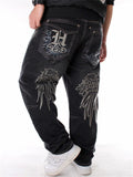 Men's Plus Size Street Style Embroidered Jeans