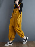 Top Big Pockets Overalls Loose Denim Jumpsuits For Women