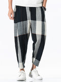 Casual Loose Plaid Straight Leg Pants