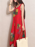 Casual Sleeveless Printed Dresses For Women