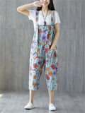 Women's Floral Printed Summer Denim Jumpsuit