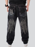 Men's Plus Size Street Style Embroidered Jeans