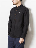 Stand Collar Embroidery Solid Color Shirts