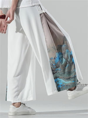 Men's Casual Printed Wide-leg Pants