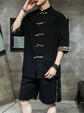 Chinese Style Cotton Solid Color Men's Outfits