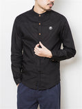 Stand Collar Embroidery Solid Color Shirts