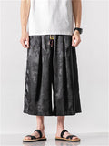 Men's Loose Chinese Style Dragon Shadow Cropped Pants