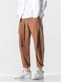 Casual Stripe Pants With Belt And Pockets