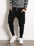 Men's Ankle-tied Lace Up Causal Pants with Big Pockets