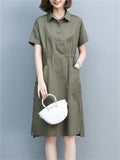 Solid Color Cotton Linen Dresses For Women