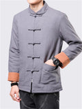 Men's Winter Plain Tang Suit Knot Button Cotton Coat