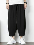 Summer Plus Size Loose Wide-Leg Cropped Linen Trousers