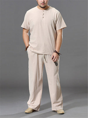 Men's Plus Size Cotton Linen Sets