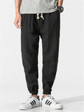 Solid Color Breathable Linen Jogger Pants for Men