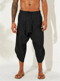 Men's Calf Length Linen Harem Pants