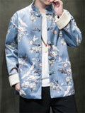 Casual Printed Faux Suede Tang Suit Jackets for Men