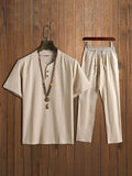 Men's Comfy Cotton Linen Shirt Pants Set