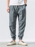 Solid Color Breathable Linen Jogger Pants for Men