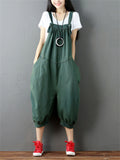 Vintage Fashion Solid Color Denim Jumpsuit