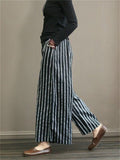 Loose Stripe Cotton Linen Pants