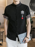 Men's Summer Short Sleeve Linen Blouse Shirt