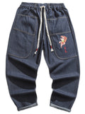 Men's Floral Embroidered Pocket Jeans