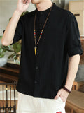 Trendy Stand Collar 3/4 Sleeve Shirts