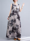 Sleeveless Floral Linen Dresses for Women