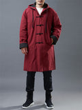 Men's Asian Inspired Warm Hooded Long Coats For Winter