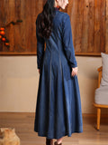 Women's Chic Embroidery Single Breasted Mid-Length Denim Dress