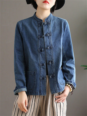 Chinese Style Embroidered Retro Denim Jackets