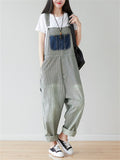 Fashion Loose Denim Stripe Jumpsuit