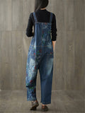 Fashion Patchwork Floral Printed Adjustable Jumpsuit