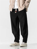 Men's Striped Textured Knot Button Ankle Tie Pants