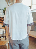 Men's Lotus Embroidered Linen Shirts