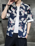 Fashion Chinese Printed Short Sleeve Men's Shirts