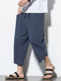 Casual Relaxed Wide Leg Cropped Harem Pants For Men