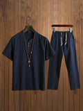 Men's Comfy Cotton Linen Shirt Pants Set