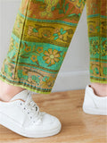 Printed Drawstring Straight Leg Pants With Pockets