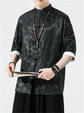 Men's Retro Jacquard Summer Cozy Ice Silk Tang Suit Shirt